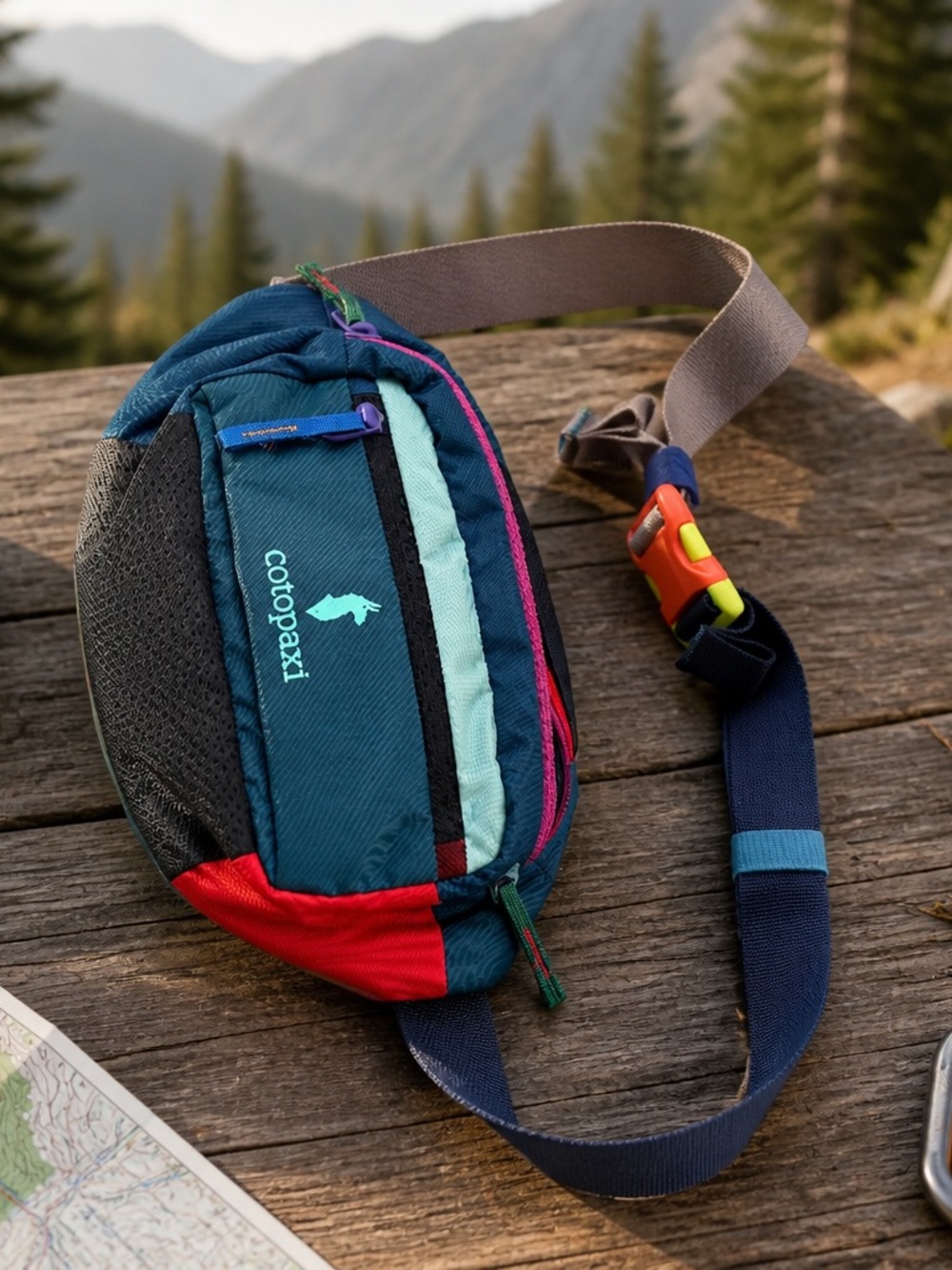 Cotopaxi Kapai 3L Hip Pack - Del Día in Teal, Navy, Red and Aqua